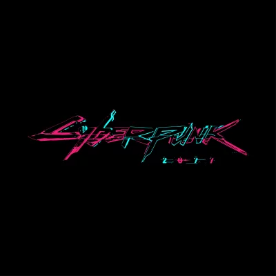 Cyberpunk 2077 Glitch Neon Logo with Dynamic Pink and Cyan Hues image