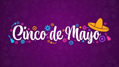Festive Cinco de Mayo Celebration with Colorful Ornaments on Purple Background image