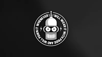 Futurama Bender Robot Head with Pride and Pawn Quote Logo image