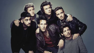 Youthful Male Group Portrait with Paul Rudd and Band Members image