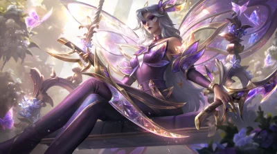 Ethereal Butterfly Fairy Warrior Queen with Shimmering Crystal Blades and Glowing Wings image
