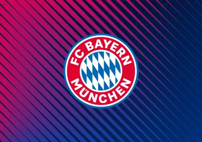 FC Bayern Munich Football Club Logo on Dynamic Striped Gradient Background image