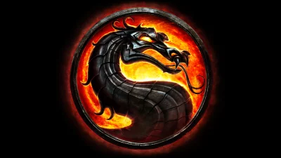 Iconic Mortal Kombat Dragon Logo with Fiery Aura, Cinematic Gaming Wallpaper image