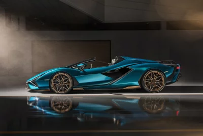 Dynamic Teal Lamborghini Sports Car Cinematic Studio Wallpaper image