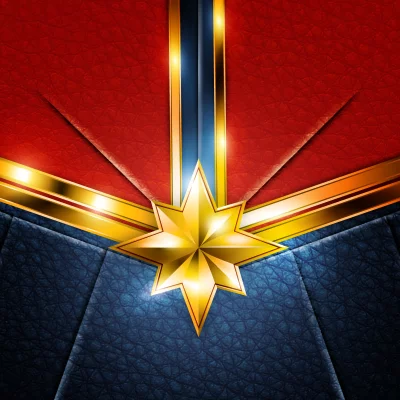 Iconic Gold Star Emblem on Textured Red and Blue Superhero Background Design image