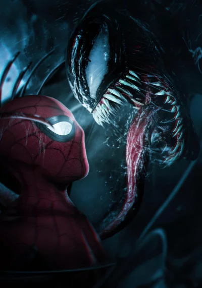 Dynamic Spider-Man versus Venom Intense Confrontation Superheroes Showdown image