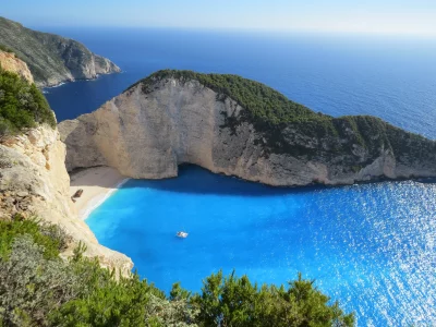 Navagio Shipwreck Beach Zakynthos Greece Turquoise Water Cliffs Scenic View image