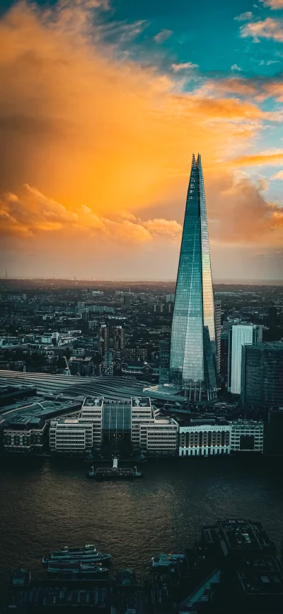 Iconic London Skyscraper The Shard at Golden Hour Sunset