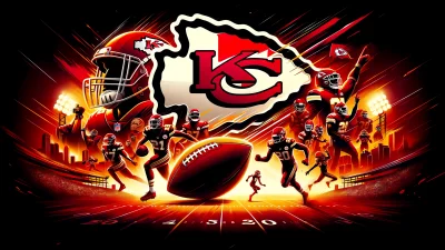 Dynamic Kansas City Chiefs Football Team in Intense Stadium Action Illustration image