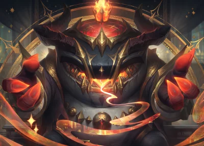 Imposing Horned Demon with Golden Armor and Fiery Powers in Dark Fantasy Art image