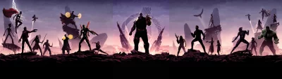 Thanos and Marvel Heroes on Desolate Battlefield Epic Illustration image