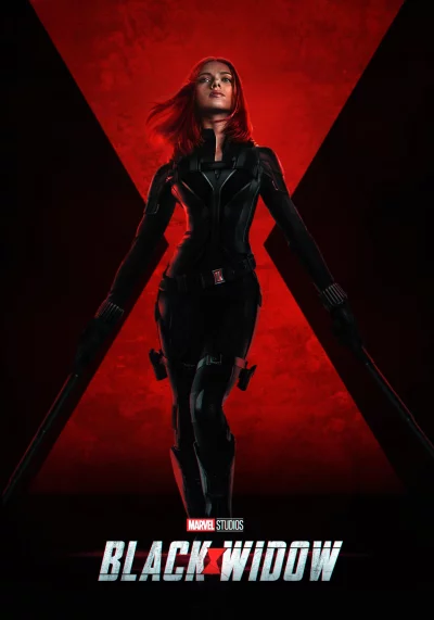 Natasha Romanoff in Black Widow Suit with Red X Symbol Poster image