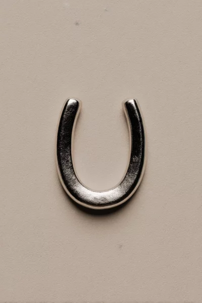 Elegant Silver Horseshoe for Good Fortune Against a Soft Textured Backdrop