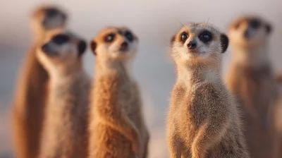 Alert Meerkat Sentry Stands Guard Over Its Colony in African Wilderness