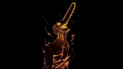 Chainsaw Man Denji Glowing Hybrid Form on Dark Background Anime Illustration image