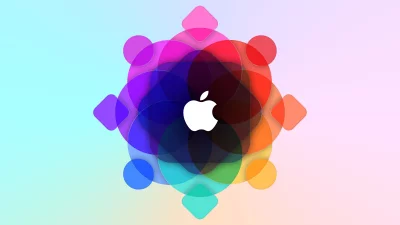 Abstract Colorful Apple Logo with Overlapping Geometric Shapes image