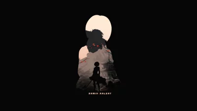 Armin Arlert Silhouette in Japanese Landscape with Cherry Blossoms image