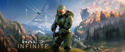 Master Chief Standing in Futuristic Sci-Fi Landscape Cinematic Wallpaper HD image