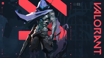 Shadowy Omen Valorant Agent with Futuristic Weaponry and Glowing Mask image