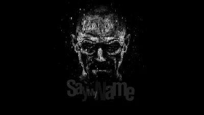 Stylized Typographic Portrait of Walter White from Breaking Bad on Black Background image