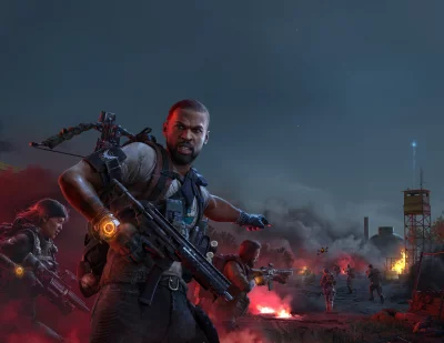 Elite Tactical Squad on a Dangerous Nighttime Combat Mission in a War-Torn Zone image