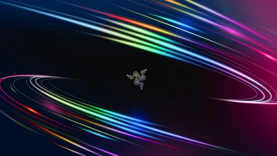 Razer Emblem with Dynamic Neon Light Trails on Dark Background image