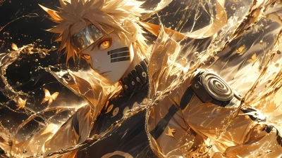 Dynamic Naruto Uzumaki Unleashing Golden Chakra Energy Aura Anime Hero image
