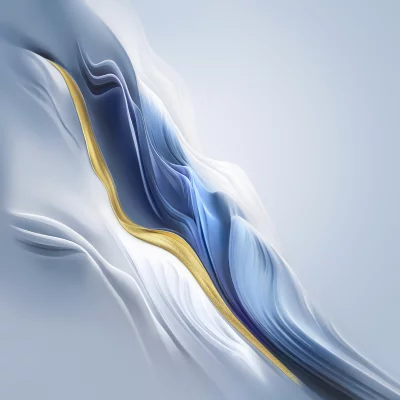 Elegant Abstract Blue and Gold Waves with Smooth Textures