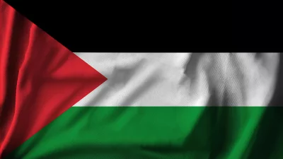 Waving Fabric Flag of Palestine Representing National Identity and Support image