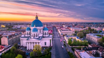 Stunning Trinity Cathedral with Blue Domes at Sunset in Saint Petersburg image