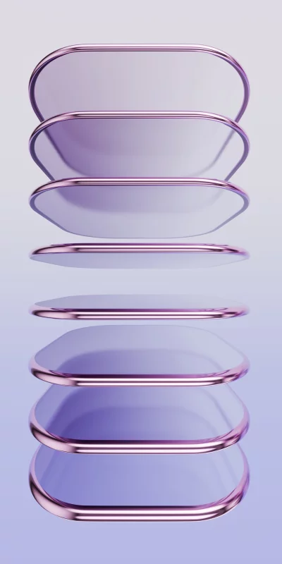 Layered Holographic Geometric Shapes with Rose Gold Edges