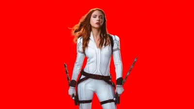 Determined superheroine in white tactical suit with gauntlets and weapons image