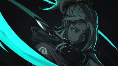 Valorant Jett Agent with Glowing Dagger and Dynamic Teal Energy image