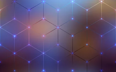 Dynamic Abstract Geometric Background with Glowing Hexagonal Grid and Light Nodes image