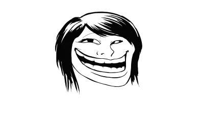Monochrome Exaggerated Grin Meme Face Illustration for Digital Expression image