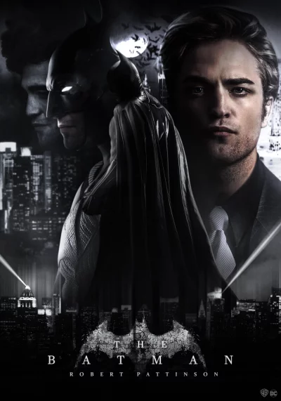 The Batman Movie Poster: Robert Pattinson as Bruce Wayne and Dark Knight in Gotham City image