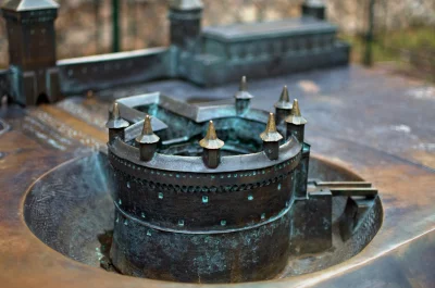 Detailed Bronze Architectural Model of Historic Castle Fortress image