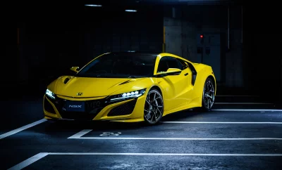 Vibrant Yellow Honda NSX Supercar Shines in Dark Underground Parking image