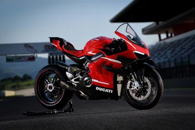 Red Ducati Superleggera V4 Performance Sportbike on Race Track image