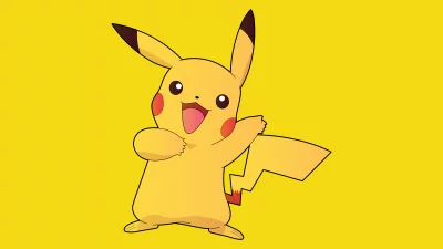 Iconic Pikachu Character Joyfully Waving on a Bright Yellow Background image