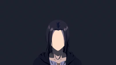 Minimalist Vector Art Portrait of an Anime Character with Dark Hair and Hoodie image