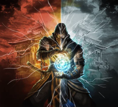 Elemental Ninja Warrior Unleashing Duality of Fire and Ice Lightning Power image