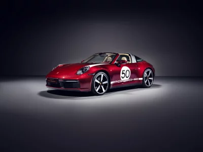 Red Porsche 911 Targa 4S Heritage Design Edition Luxury Sports Car image
