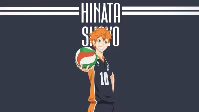 Energetic Anime Boy Hinata Shoyo Holding Volleyball in Dynamic Pose image