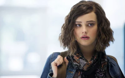 Katherine Langford's Contemplative Gaze: Teen Actress in Denim Jacket and Scarf image