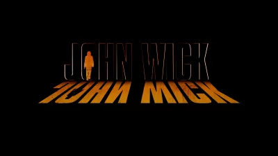 Iconic John Wick Movie Title Logo with Stylized Silhouette and Gritty Reflection image