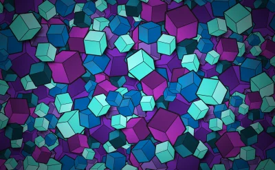 Abstract 3D Cubes Dynamic Blue Purple Teal Geometric Background image
