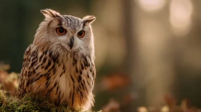 Majestic Eurasian Eagle-Owl with Piercing Orange Eyes in Enchanting Forest