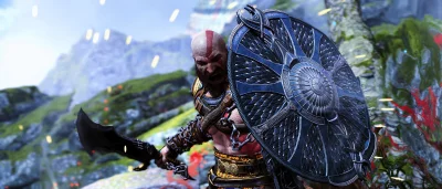 God of War Character Kratos Battle with Shield and Weapon in a Fantasy Realm image