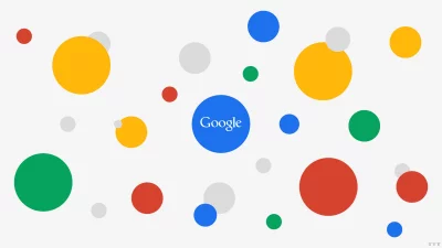 Dynamic Google Brand Representation with Scattered Colorful Circles on White Background image